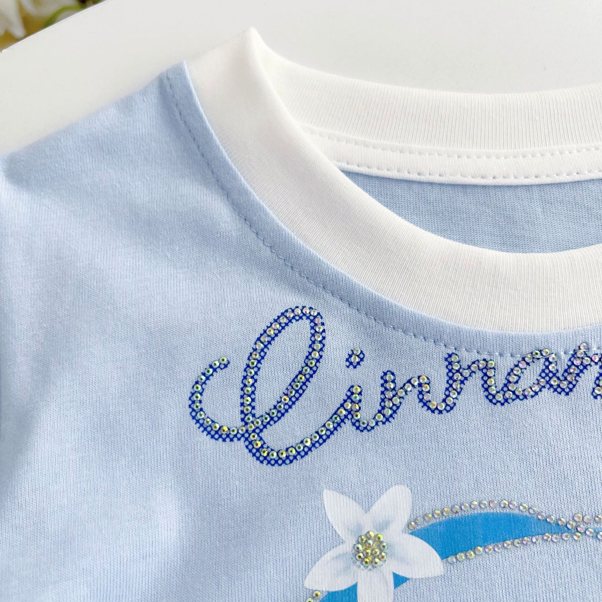 【100％纯棉】夏季新款女童连衣裙网纱公主裙烫钻闪闪可爱小童裙详情3