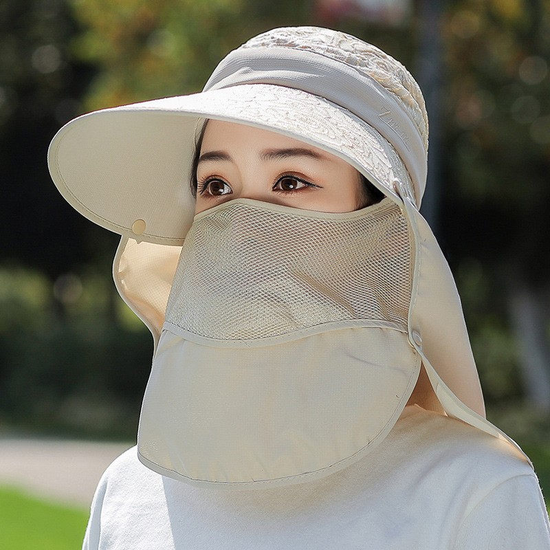多功能可拆卸遮阳帽子女士夏季大沿防晒沙滩渔夫帽多种戴法采茶帽详情40