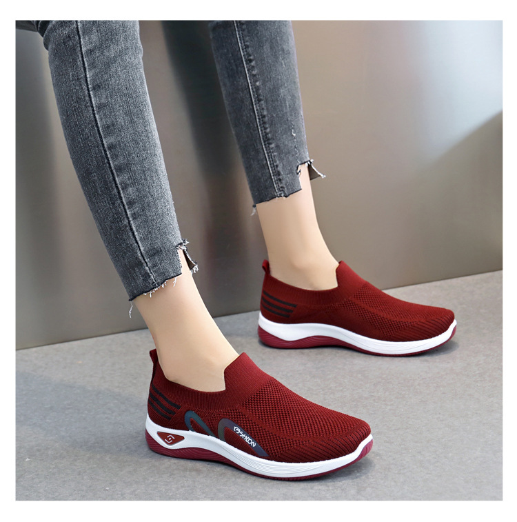 2023新款飞织一脚蹬袜子口休闲女鞋按摩底透气妈妈鞋健步运动鞋详情43
