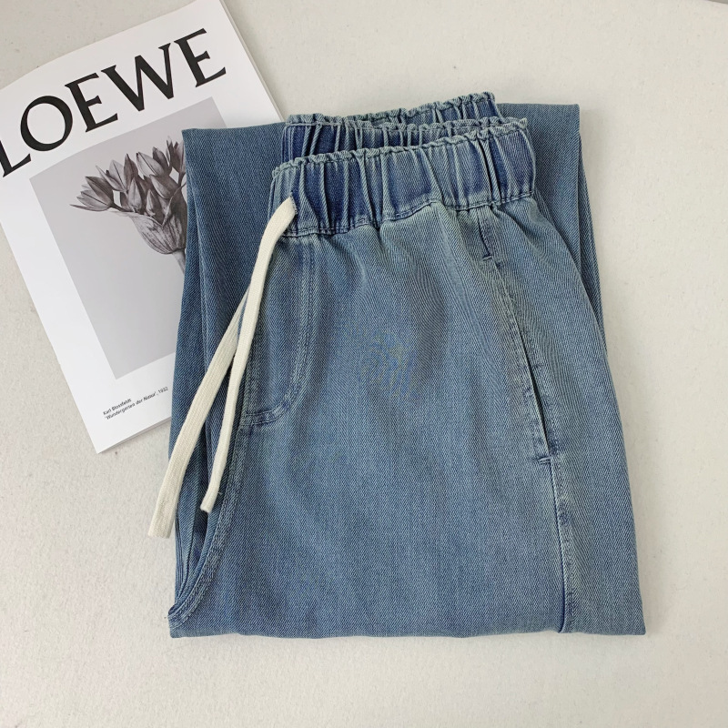 重工水洗超软天丝牛仔弯刀裤莱赛尔显瘦显腿长春夏款高腰直筒裤详情5