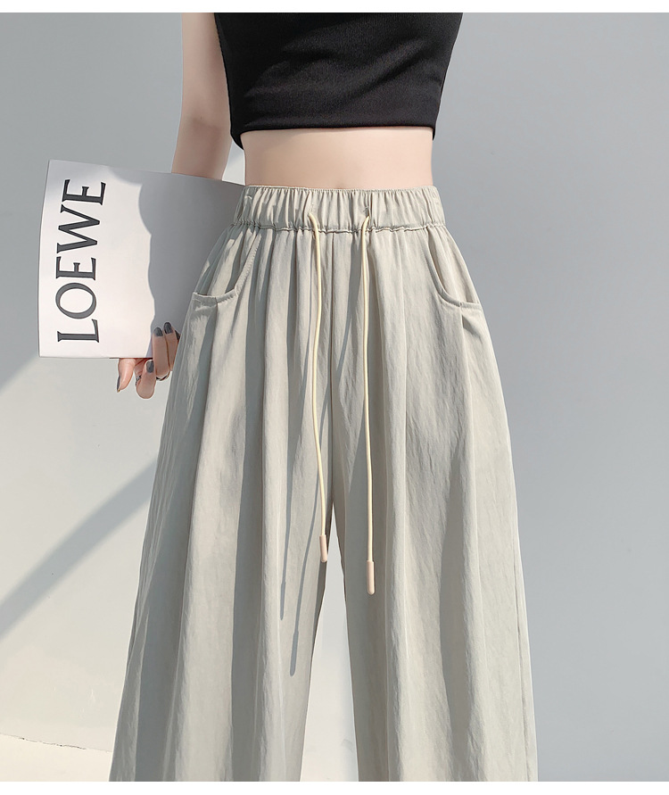 冰丝山本休闲裤女2024夏季新款高腰宽松直筒防晒垂感日系阔腿裤潮详情42