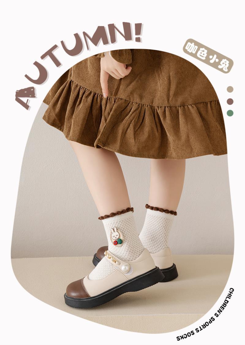新品袜子女童春秋季儿童中筒女孩中大童抗起球学生薄款卡通棉袜冬详情1