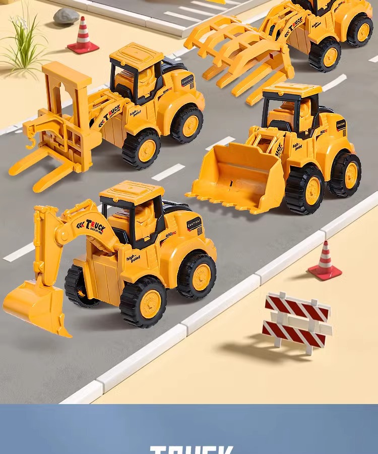 儿童按压回力小汽车玩具车惯性车工程车挖掘机推土机益智套装弹射详情8
