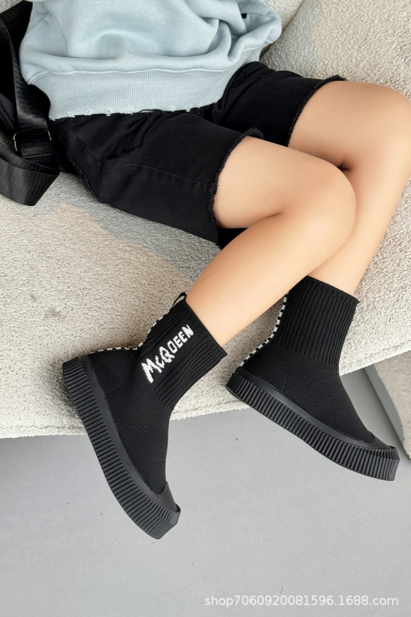 儿童鞋2024秋季新款女童飞织袜子鞋透气马丁靴男童休闲板鞋超轻运详情8