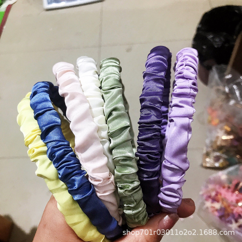 仙气唯美发箍奶油光泽绸缎面褶皱发箍发饰布艺压发简约甜美女头箍详情2