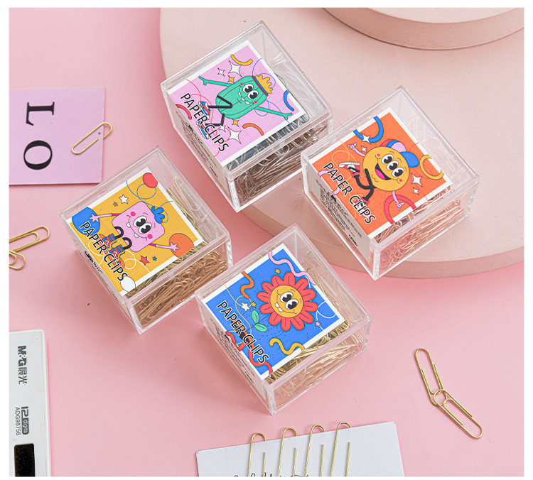 Creative cartoon box paperclip, 28mm metal paper clip, small binding, rose gold paperclip pic 10
