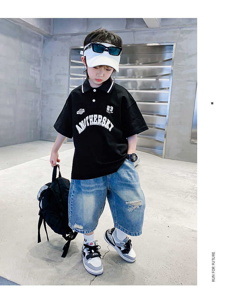 男大童夏季Polo衫运动短袖T恤2025新款儿童男孩夏装半袖冰感上衣详情9