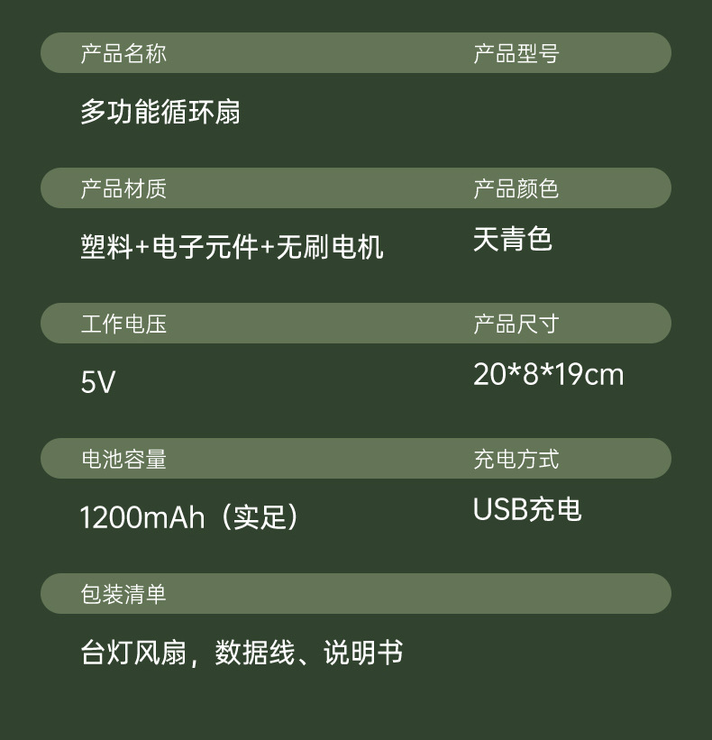 跨境外贸台灯风扇USB桌面户外家用宿舍壁挂跨境抖音同款厂家批发详情21