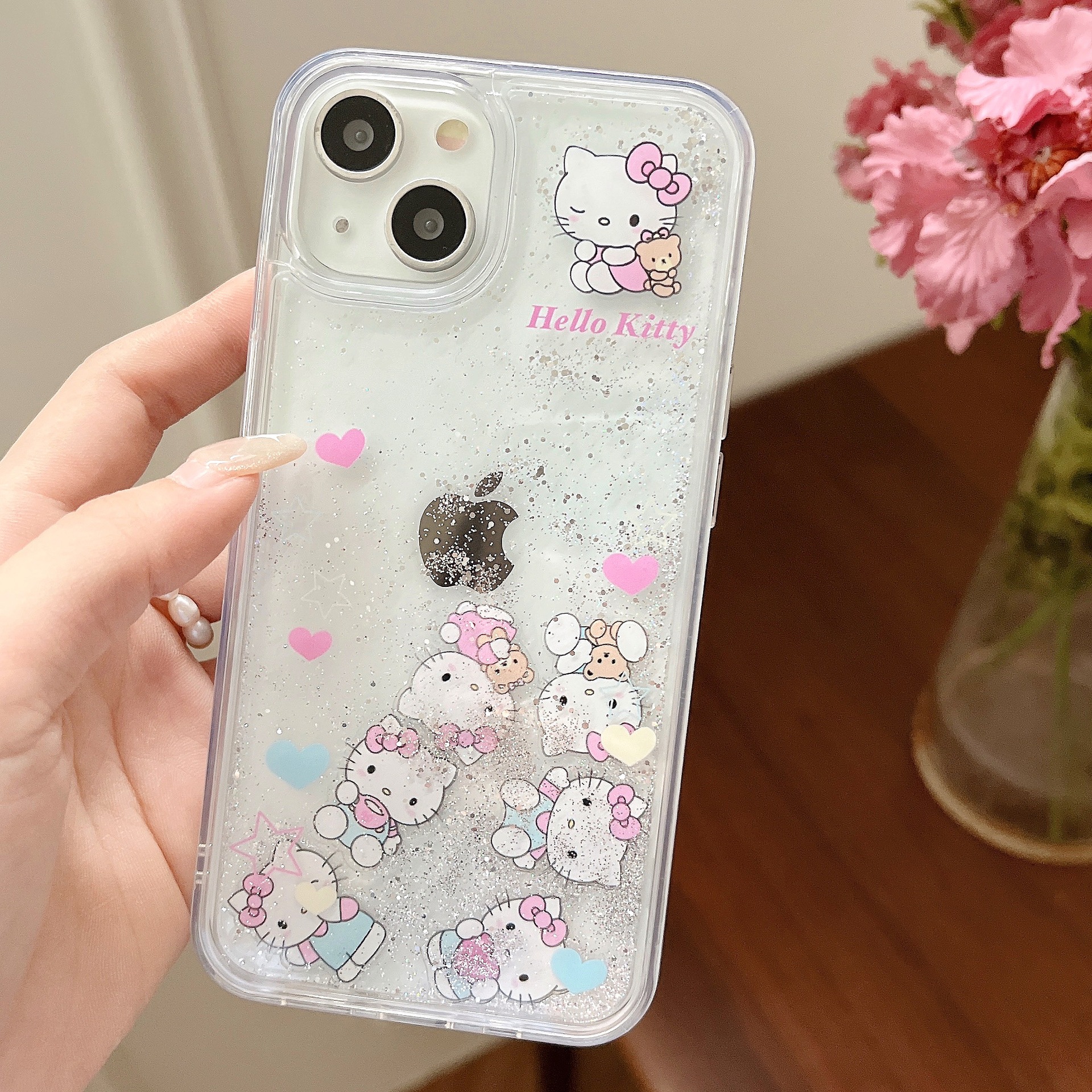 The popular cartoon is cute and fun, suitable for iPhone14pro max and iPhone 15. The phone case is 13/12 transparent with flowing sand pic 23