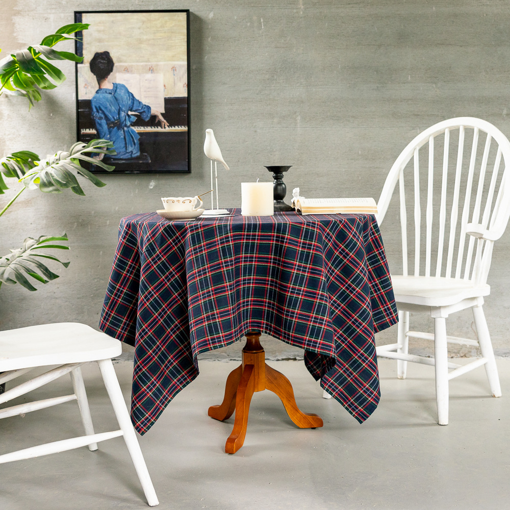 Cross-border Christmas holiday decoration table fabric, retro striped checkered cotton and linen restaurant party cover, Amazon pic 50