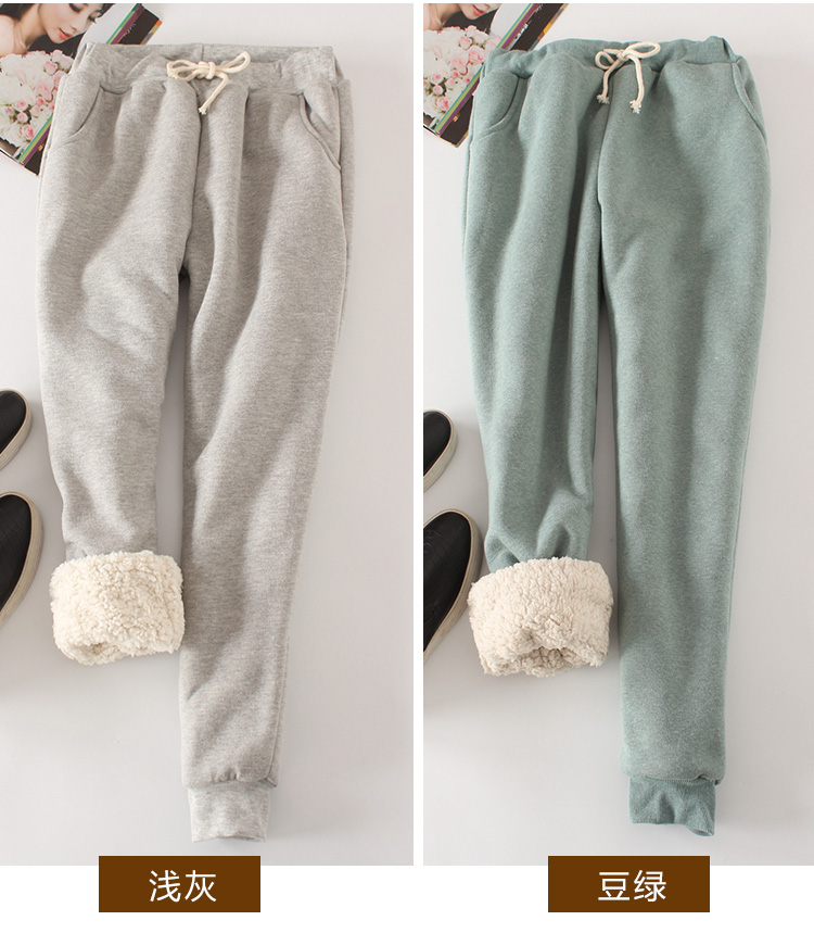 冬季羊羔绒加厚运动裤小脚加绒休闲裤宽松哈伦卫裤大码棉裤长裤女详情13