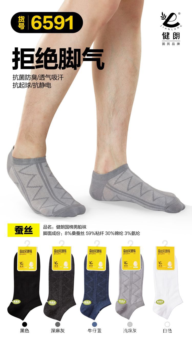 健朗春夏款男袜精梳棉船袜薄款透气隐形袜吸汗防臭广东袜盒装详情12