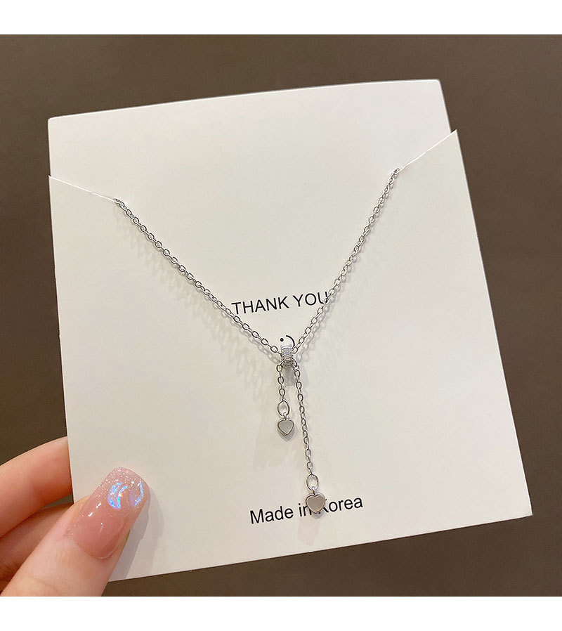 European and American light luxury heart-shaped mother-of-pearl titanium steel necklace, versatile for women, niche design sense collarbone chain, best-selling personalized accessory pic 14