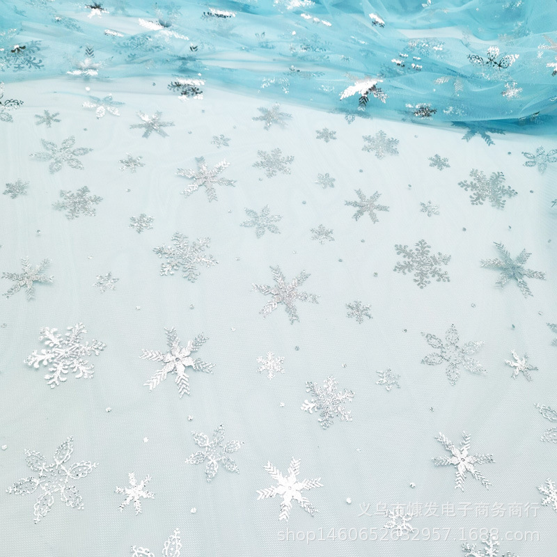36A hexagonal silver embossed snowflake mesh fabric, stage costume fabric, diy handmade headwear accessories, hair flowers, props pic 7