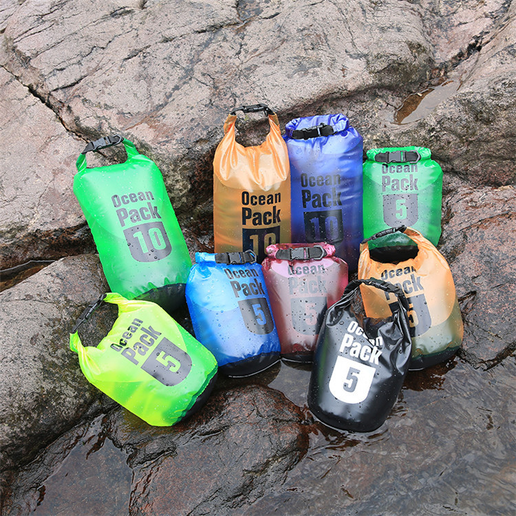 Factory direct supply of outdoor PVC matte semi-transparent waterproof bucket bags, beach clothes, mobile phone folding storage bags, and drift bags pic 22