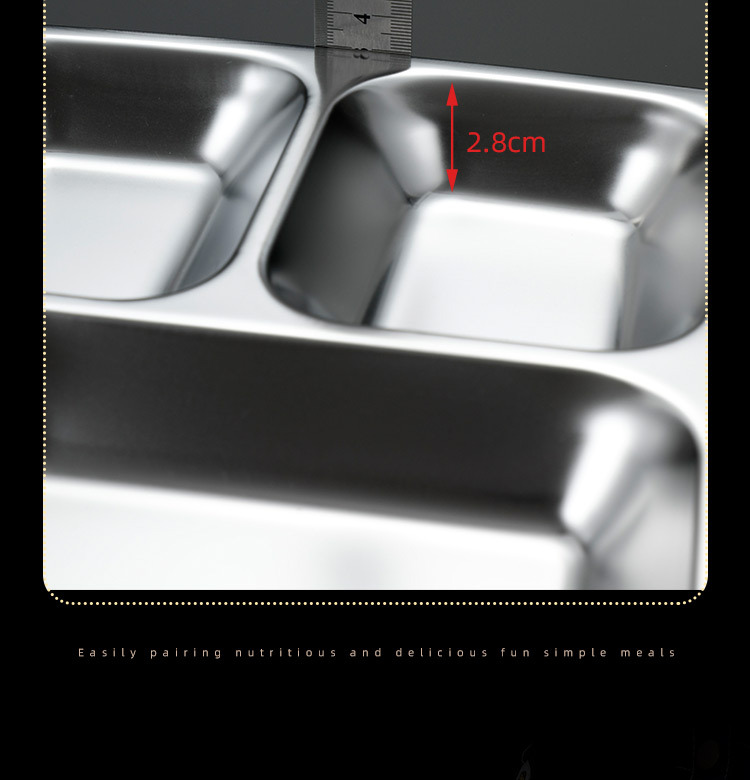 304 stainless steel fast food plates, divided into compartments, food-grade, school cafeteria plates, student meal plates, stainless steel plates pic 11