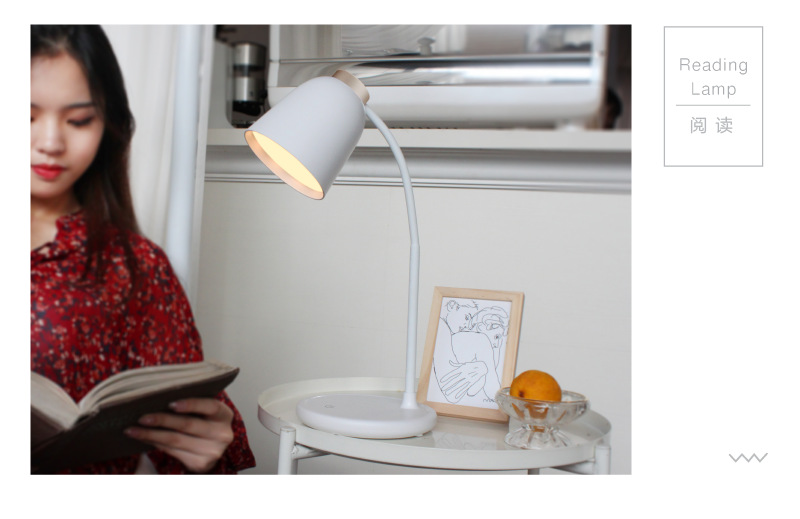 Modern Nordic folding USB charging LED table lamp, eye-protecting and learning three-tone light intelligent adjustment home bedside lamp pic 15