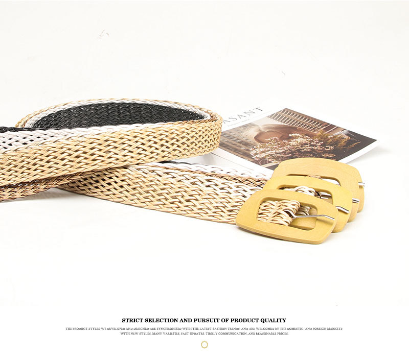 New retro InS-style faux wood buckle rattan belt, versatile dress, shirt, suit pants, woven belt for women pic 42