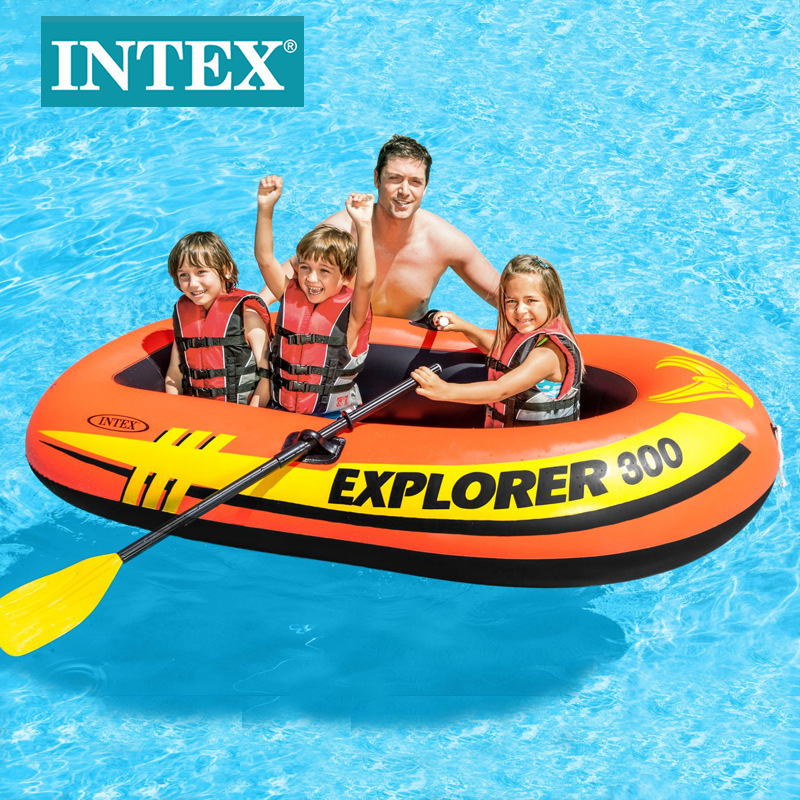 INTEX58331 Explorer Double Inflatable Boat Combination Orange Adventure Kayak Rubber Water Fishing Boat pic 1