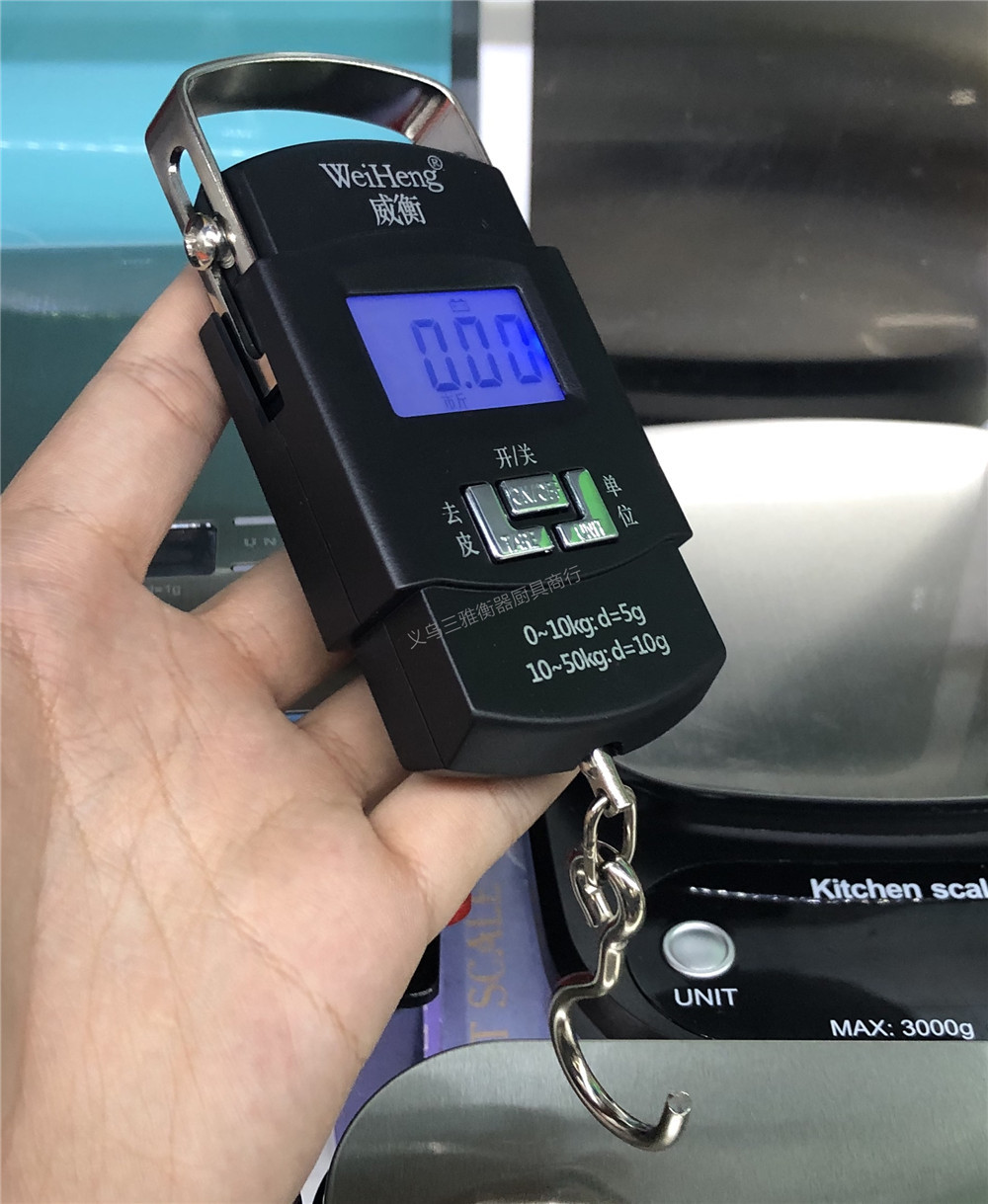 Chinese genuine Weiheng A08 electronic small hand-held hanging scale, hanging scale hook, weighing 50kg, quasi-Chinese character key screen pic 7