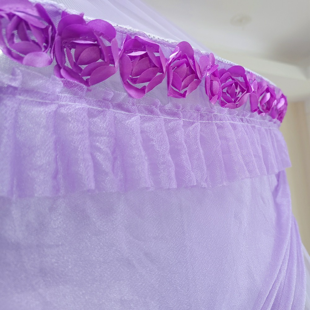 厂家直销大圆顶立体花边成人公主蚊帐 蕾丝吊顶吊挂折叠蚊帐详情5