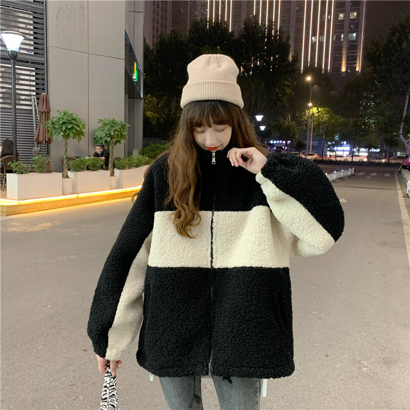 设计感小众加绒加厚羊羔毛爆款卫衣女秋冬宽松外套ins潮详情15