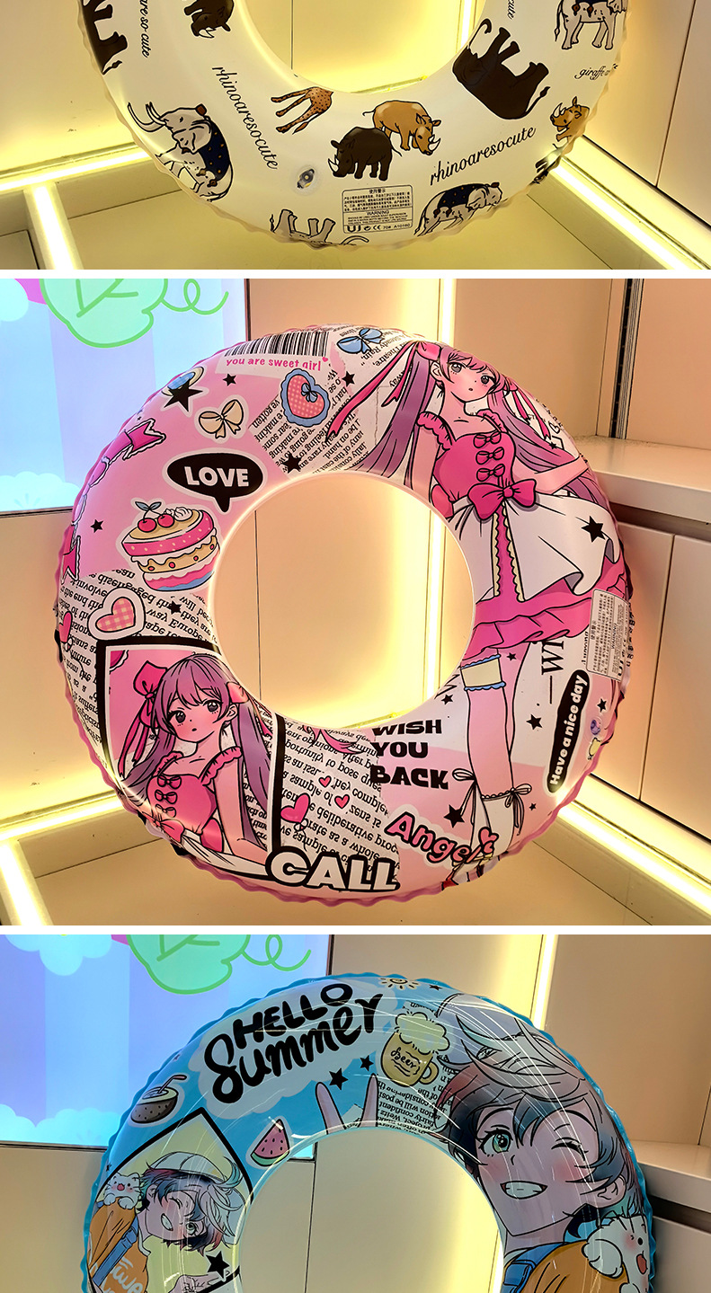 24新款漫画风印花游泳圈加厚环保材料二次元腋下圈动漫泳圈批发详情7