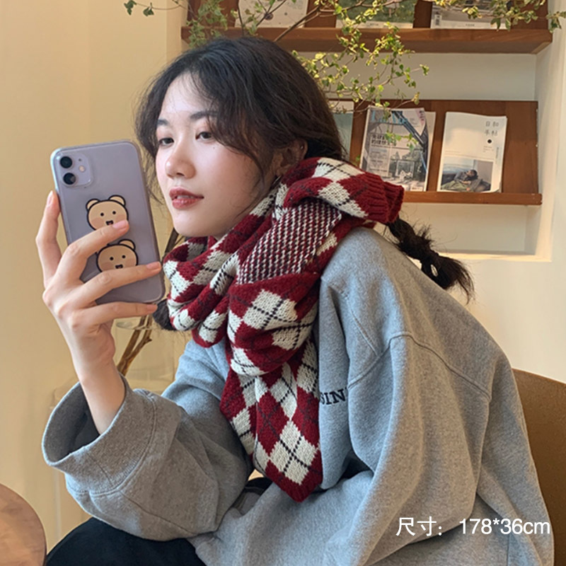 1#红色系针织格子