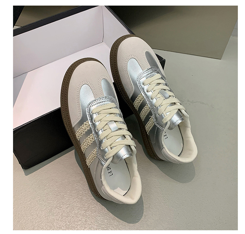 银色圆头德训鞋女款2024年秋季新款复古阿甘鞋软底轻便运动休闲鞋详情34