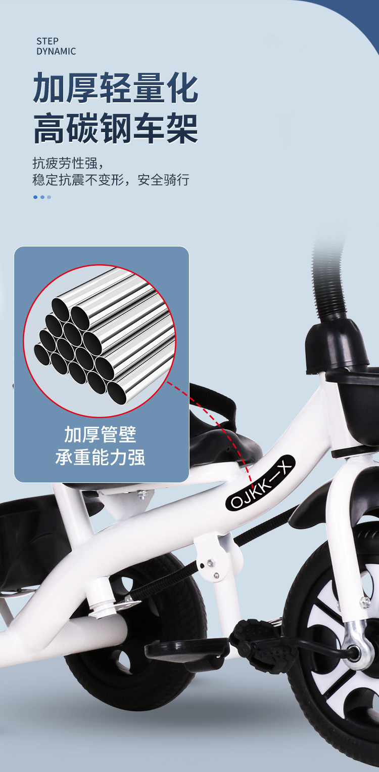 代发 批发儿童三轮车1-3-2-6岁大号宝宝遛娃婴儿脚踏自行车手推车详情6