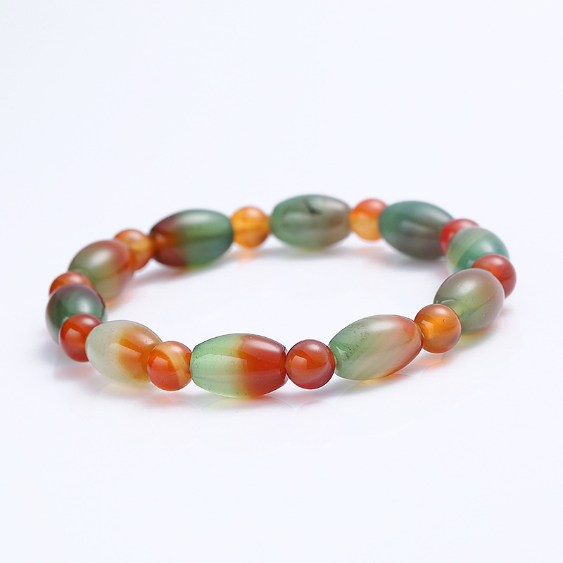 Natural seven-color peacock agate bracelet, rice beads, single circle red agate bracelet, best friend crystal couple jewelry wholesale pic 7