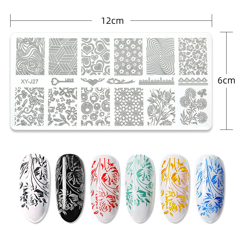Cross-border nail art printing board template printing glue steel plate DIY printing glue oil transfer printing stainless steel rectangle wholesale shanilak pic 3