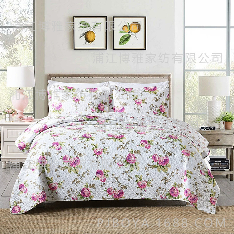Pujiang Boya Home Textile Printed Fresh Korean Country Style Soft and skin-friendly homestay sewing Quilt Three-piece set pic 2