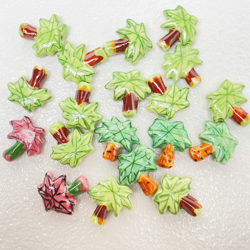 2023新款陶瓷珠子散珠手绘椰树串珠diy手工饰品配件瓷珠厂家批发详情2