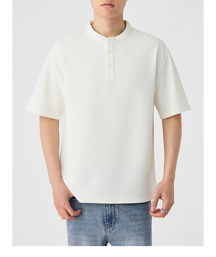 墨麦客亨利领纯色短袖t恤男2025夏季新款华夫格肌理男士T恤71946.详情18