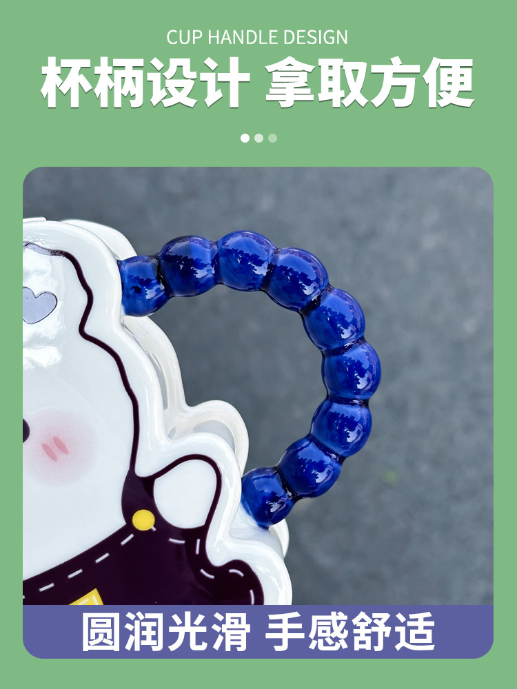 萌小熊陶瓷杯可爱女马克杯带盖创意牛奶陶瓷杯家用办公室吸管水杯详情8