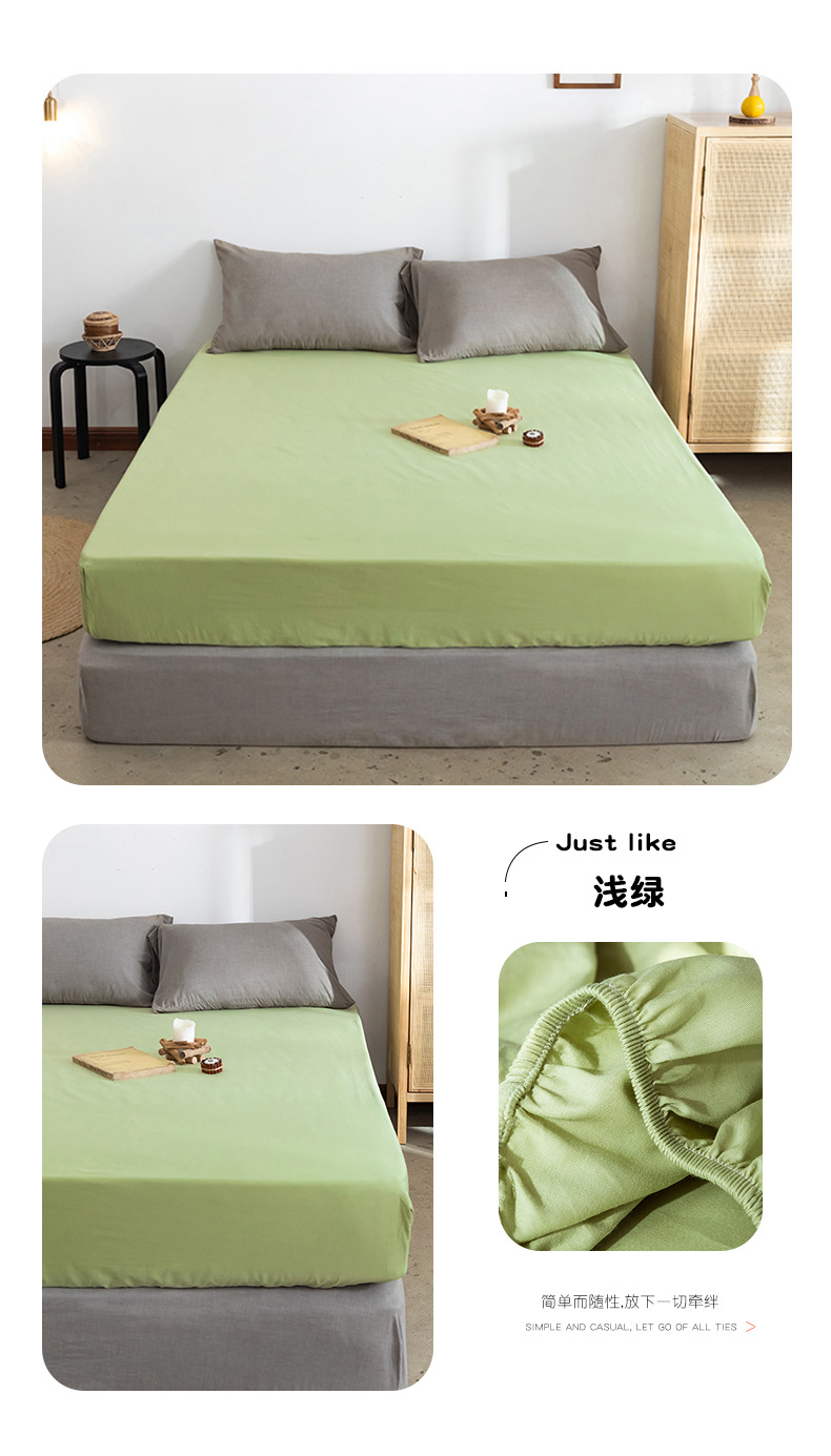 Solid-color simple bed cover, single-piece full bag bed sheet, bedspread, student dormitory bed cover, Simmons mattress dust-proof protective cover pic 12