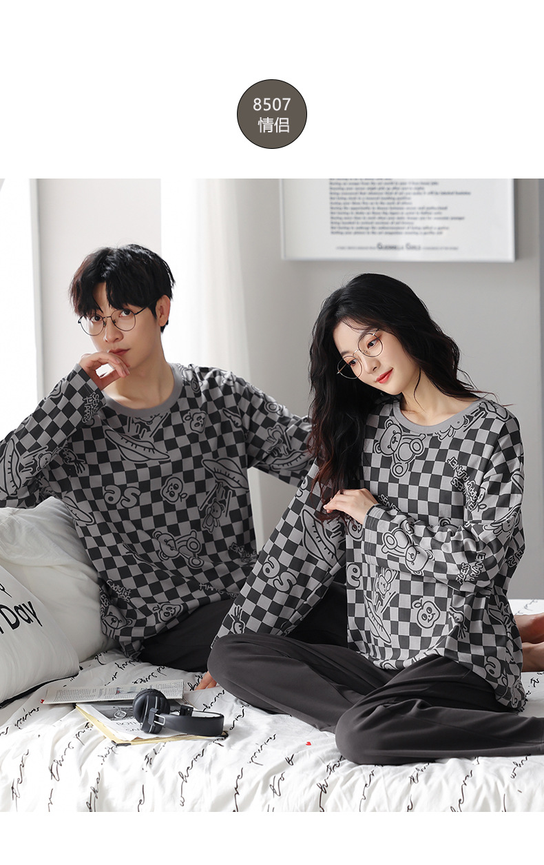 品牌情侣睡衣女长袖纯棉冬季新款韩版男士大码秋冬全棉家居服套装详情22