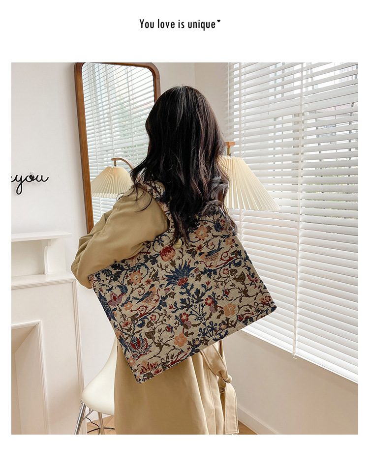 秋冬大包大容量单肩包包女2022新款个性绣花手拎包小众时尚托特包详情15