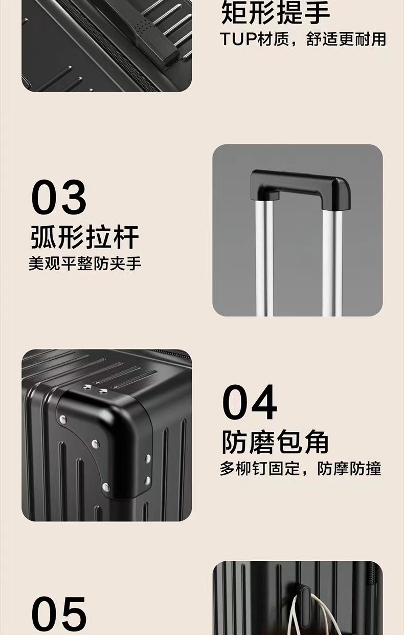 新款复古行李箱女万向轮拉杆箱男学生耐用密码箱旅行箱子大容量潮详情8