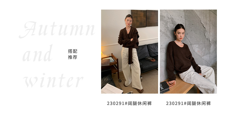 NEIHE内赫女装秋冬款新品韩版慵懒风羊毛衣女款宽松含披肩230616详情4