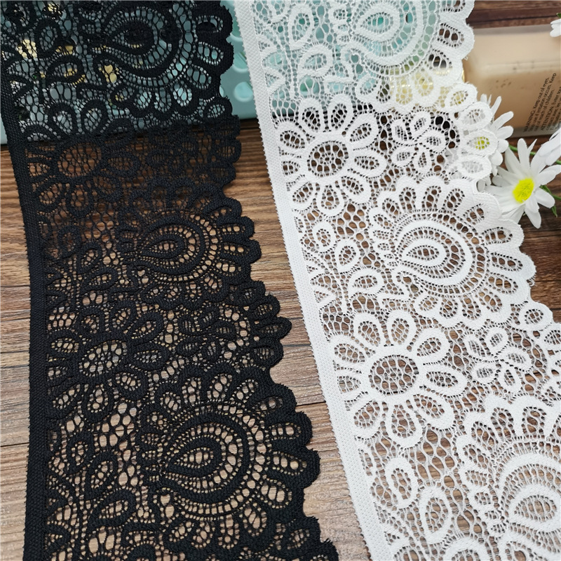 Elastic silk ribbon, lace trim, soft and skin-friendly, elastic elastic band, clothing accessory, ruffled edge, 9CM pic 20