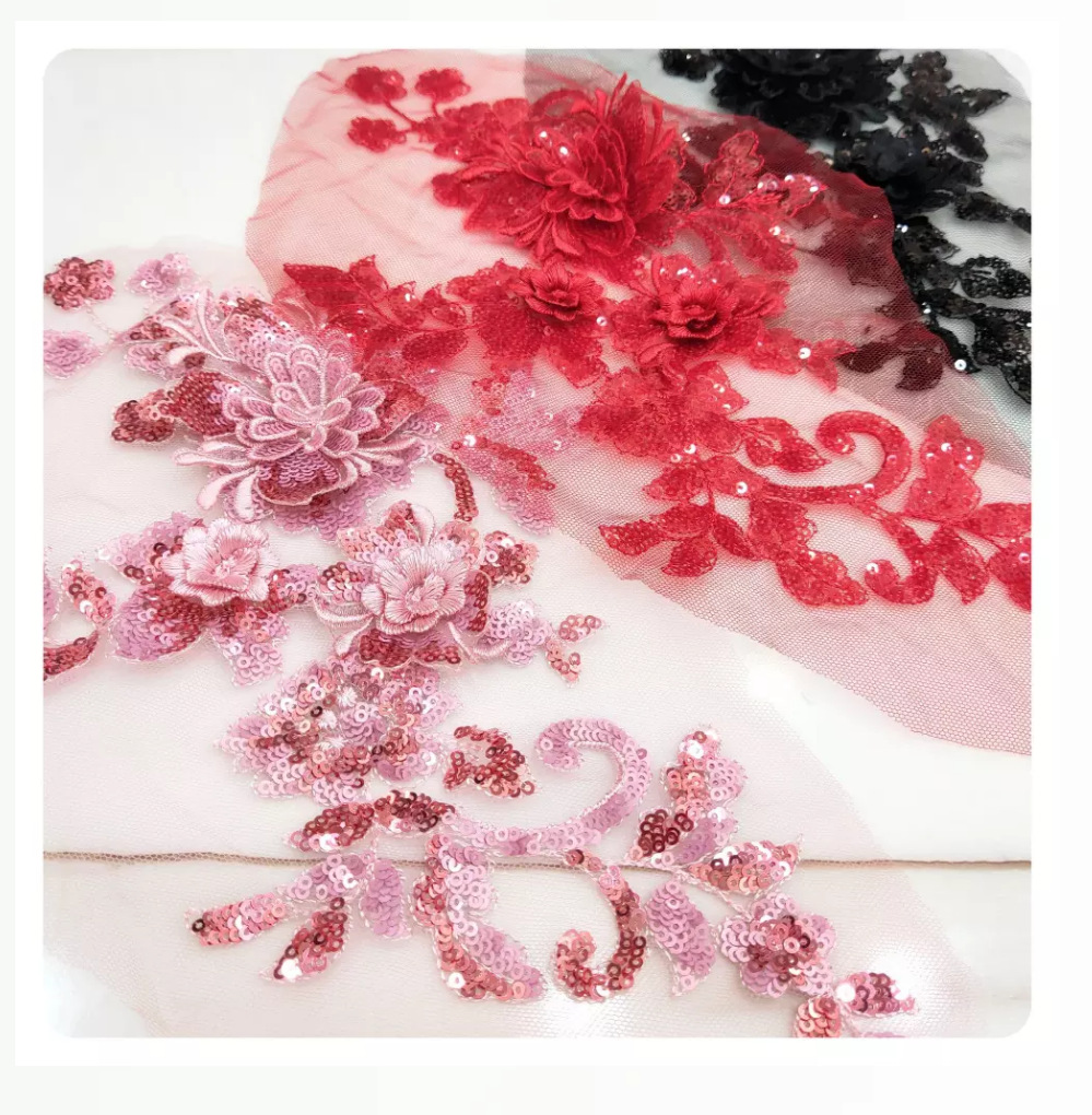 网纱钉珠电脑立体绣花diy晚礼服童装婚纱服装辅料刺绣贴花详情8