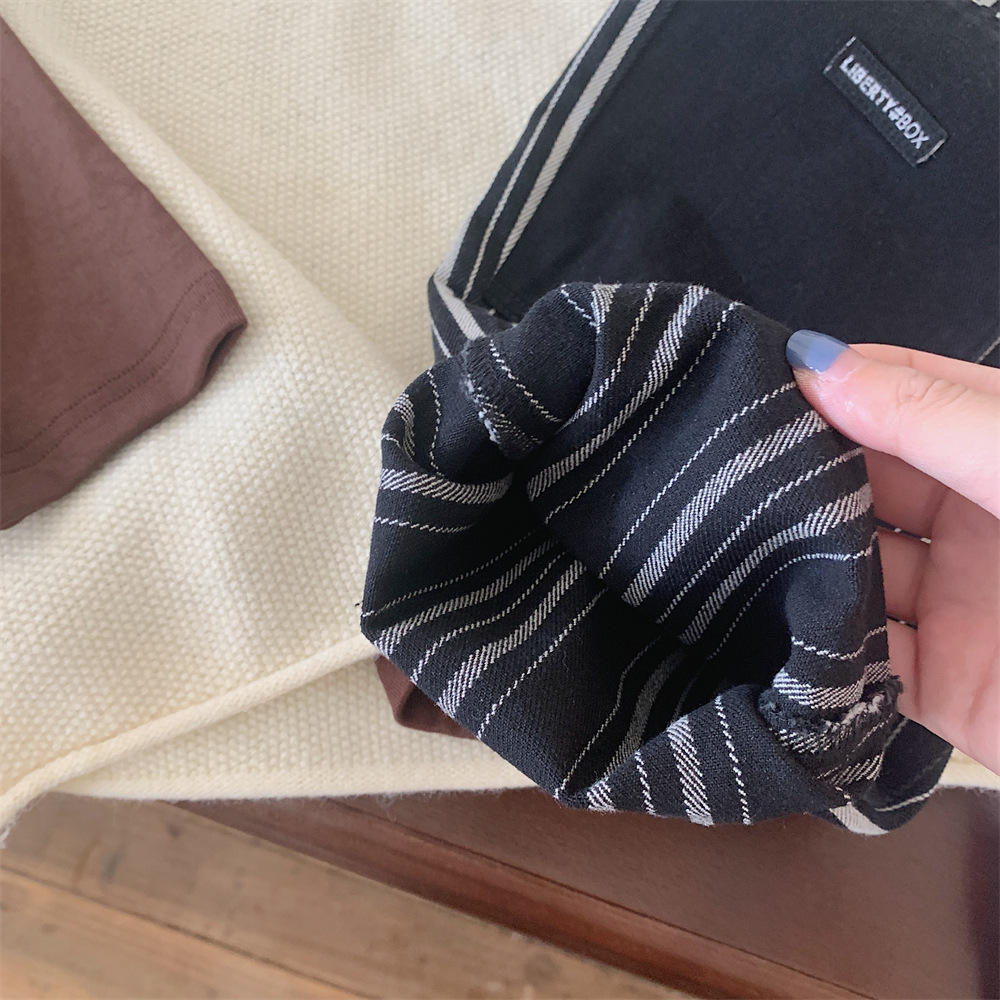 蒙田儿童长裤2023秋季新品男女童韩版提花条纹牛仔裤宝宝休闲长裤详情11