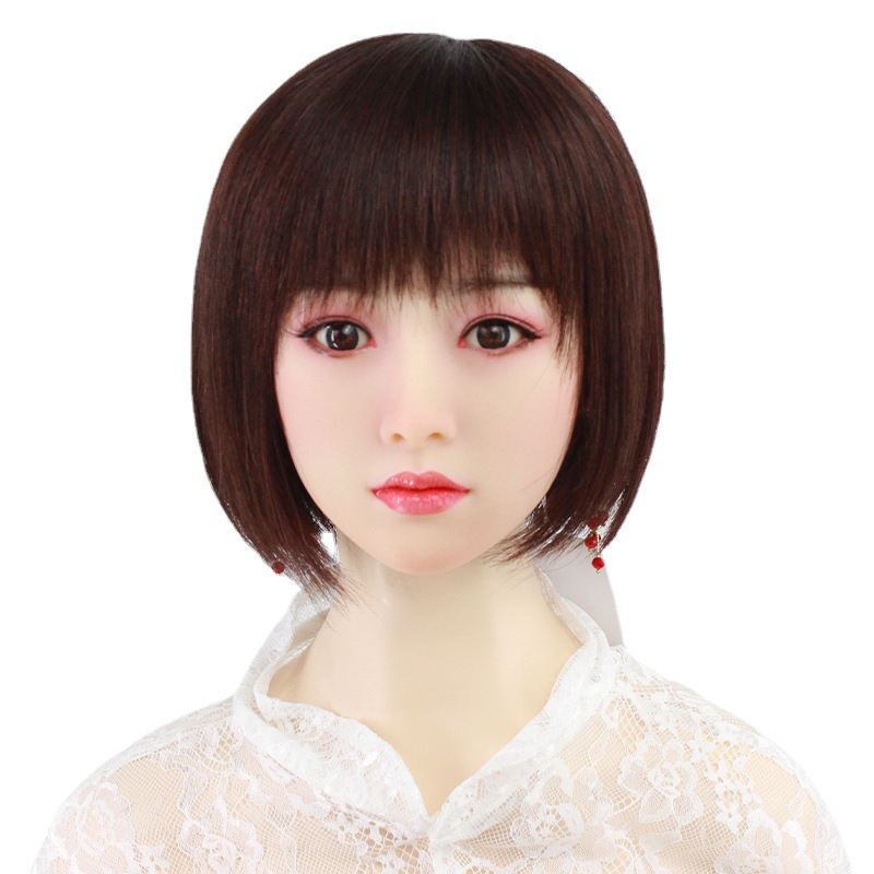 Xuchang wigs, Bob hairstyle, short real hair, medium-long collarbone hair, simulated slit air bangs wigs, head covers wholesale pic 5