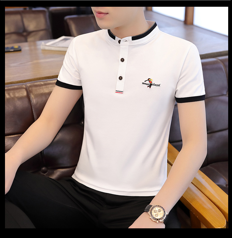 2022夏季新款短袖t恤男士韩版潮牌丅半袖体桖polo衫上衣服男装潮详情7