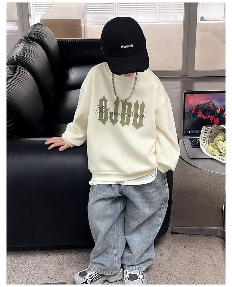 童酷儿童秋装2024湖州织里童装韩版宝宝上衣潮酷字母印花男童卫衣详情31