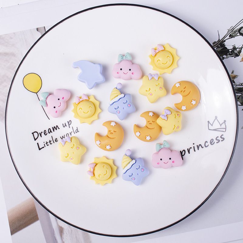 新款树脂配件卡通太阳月亮星星云朵 diy奶油胶手机壳贴片发饰配件详情14