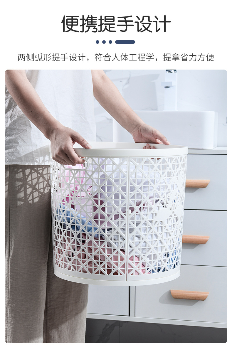 Hollowed-out colorful round household laundry basket, new large dirty clothes basket, metal toy storage bucket, storage basket, batch pic 5