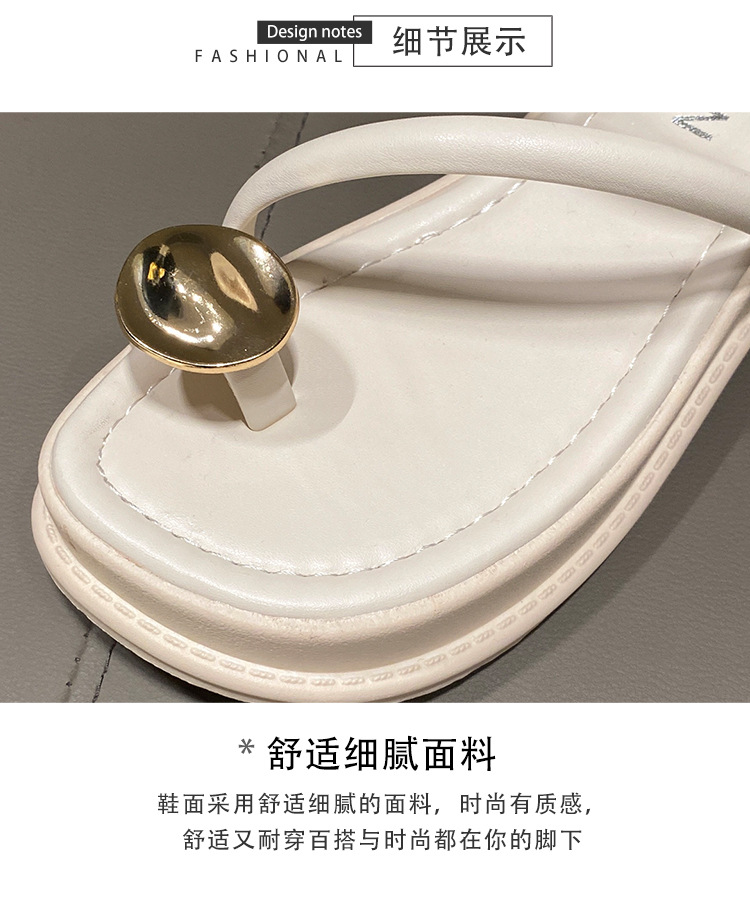 套趾凉拖鞋女夏外穿2023新款方头夹脚一字拖鞋休闲厚底凉鞋女代发详情2